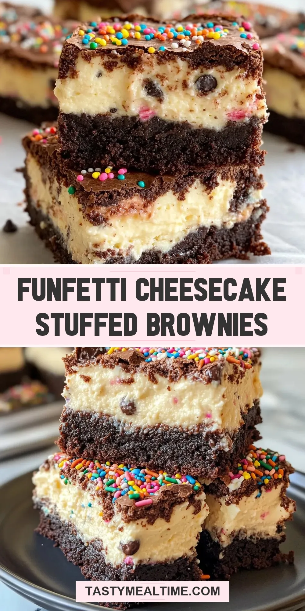 Delicious Funfetti Cheesecake Stuffed Brownies