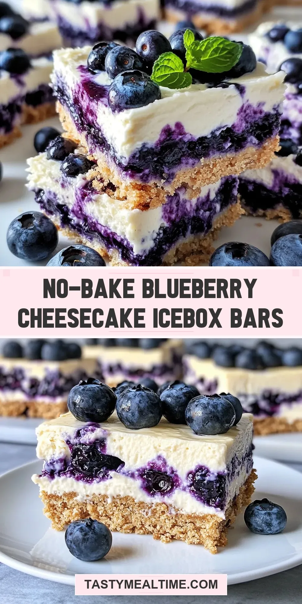 The Best No-Bake Blueberry Cheesecake Icebox Bars