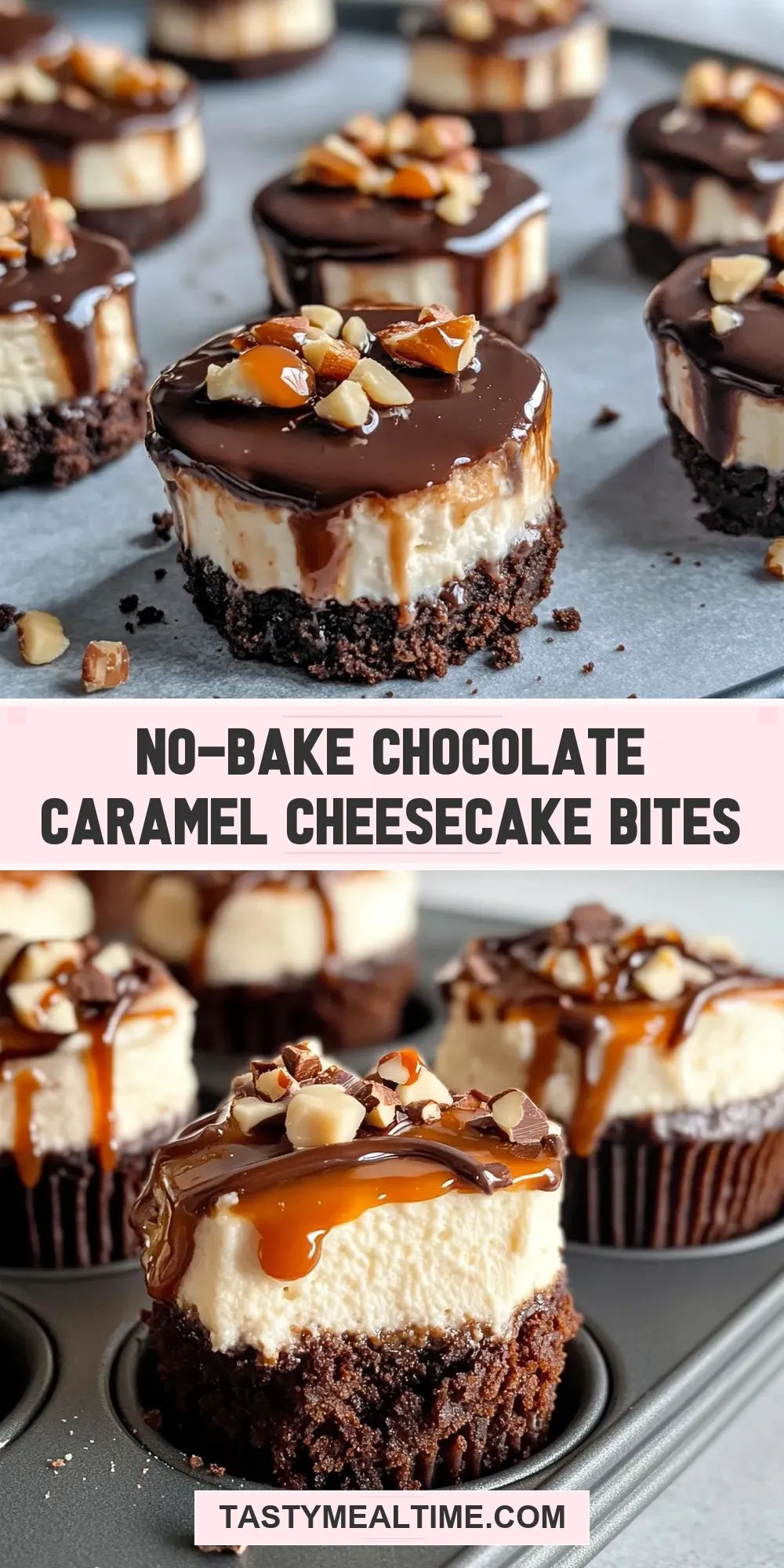 No-Bake Chocolate Caramel Cheesecake Bites Recipe