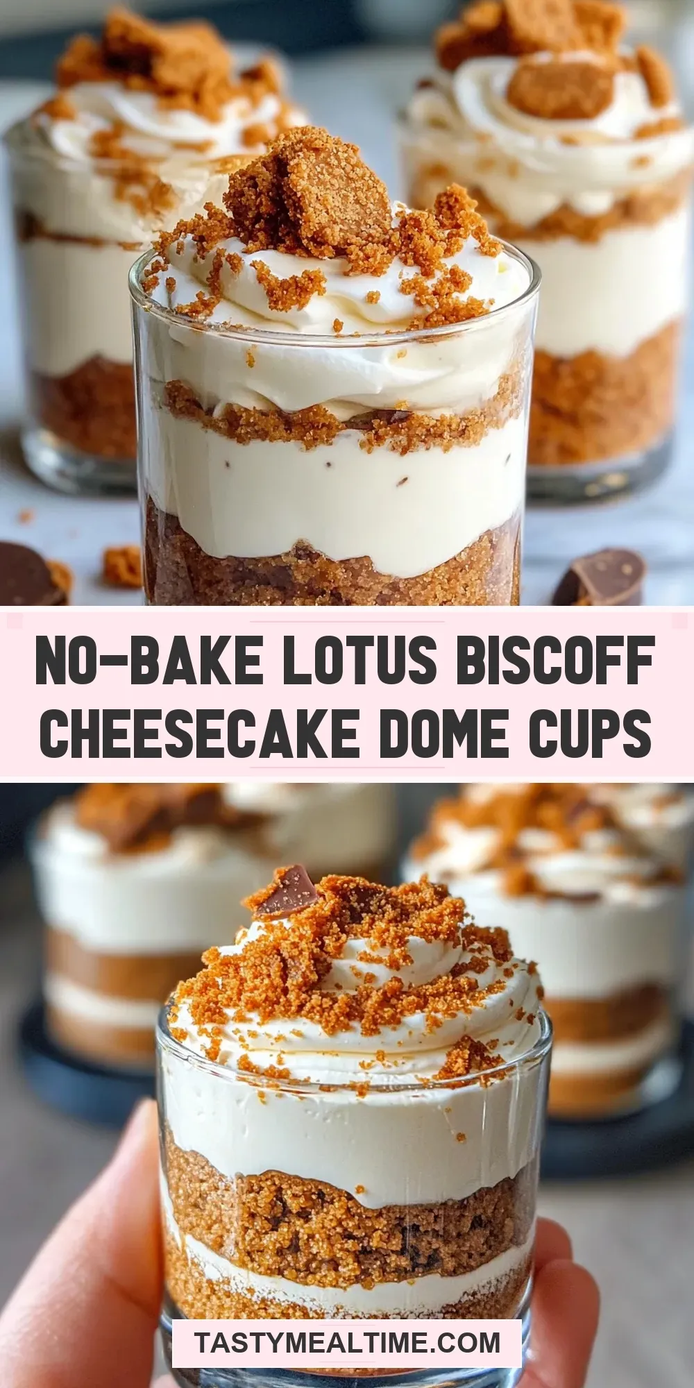 Easy No-Bake Lotus Biscoff Cheesecake Dome Cups Recipe