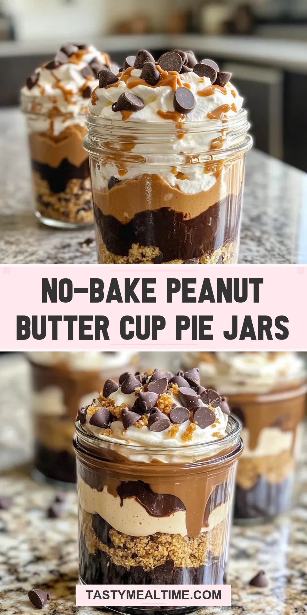 The Best No-Bake Peanut Butter Cup Pie Jars Ever