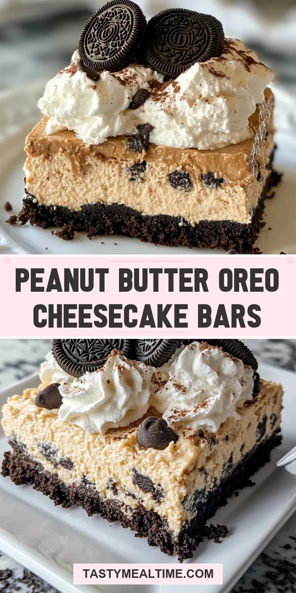 Peanut Butter Oreo Cheesecake Bars (Healthy & Delicious)