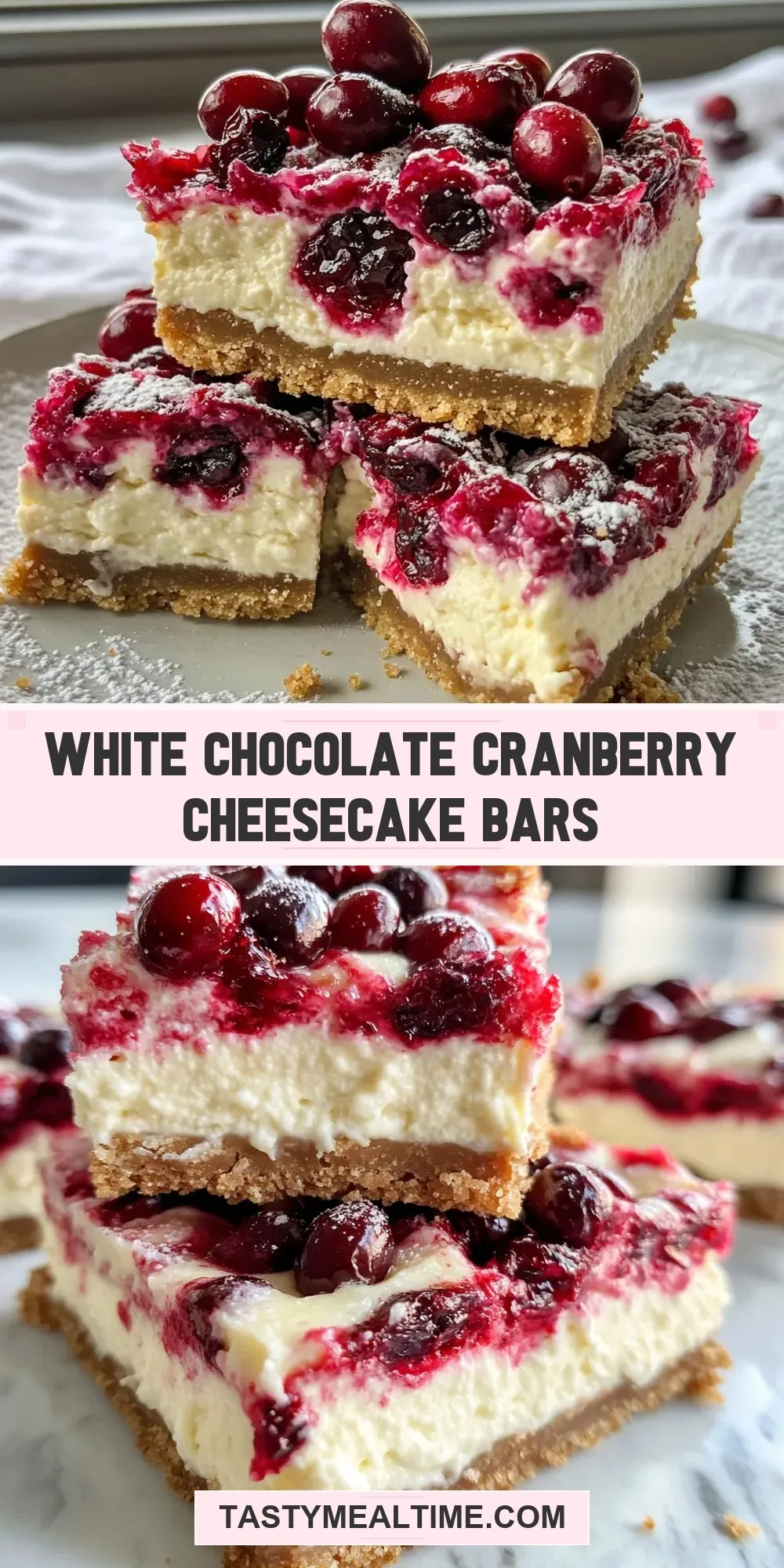 White Chocolate Cranberry Cheesecake Bars Recipe