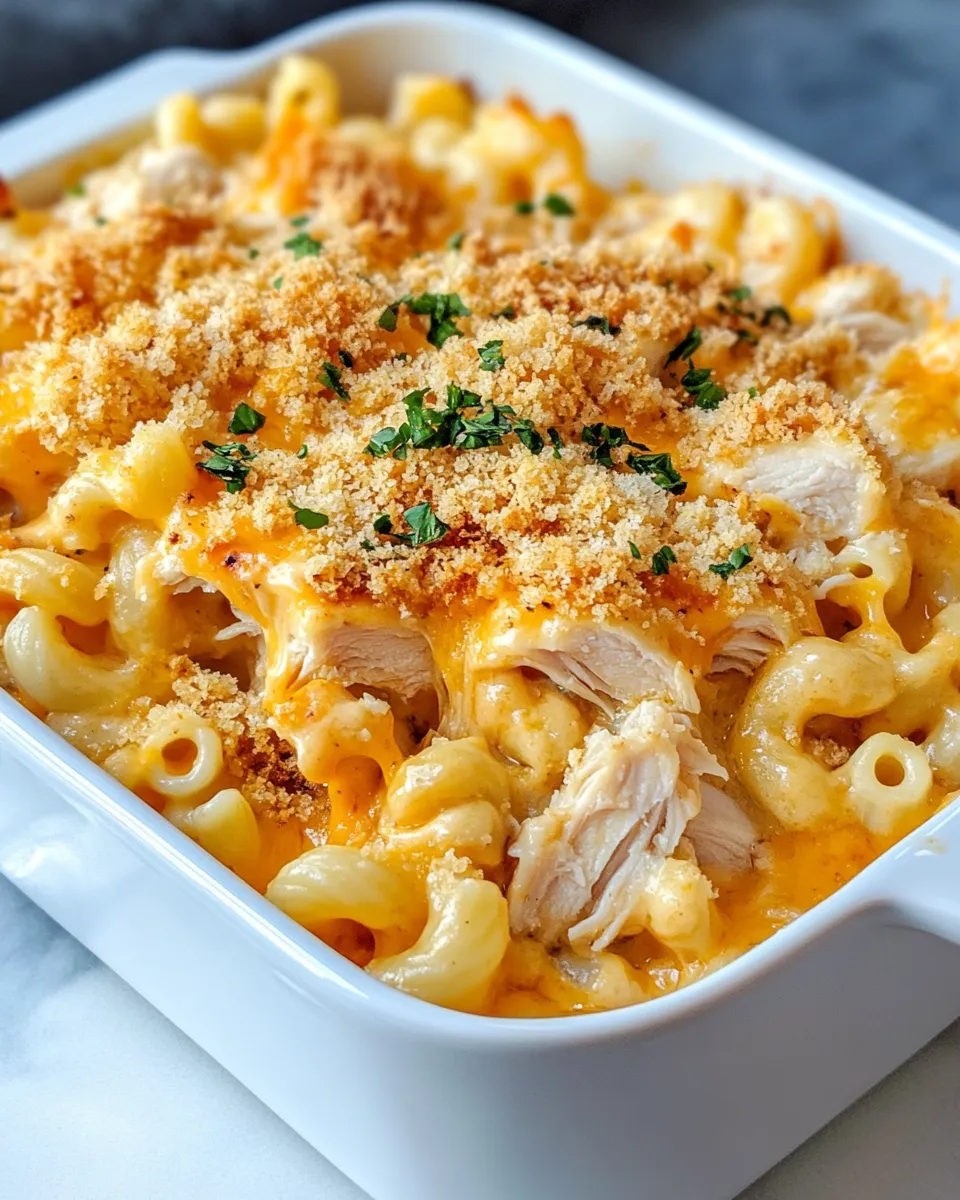 Delicious BBQ Chicken Mac and Cheese plate image