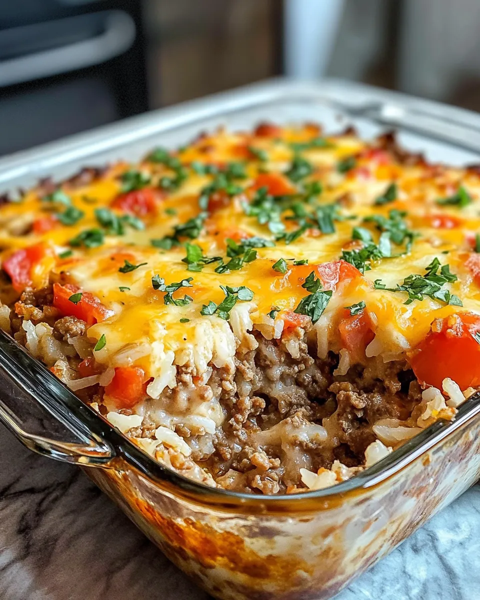 Classic Cheesy Beef and Rice Casserole image