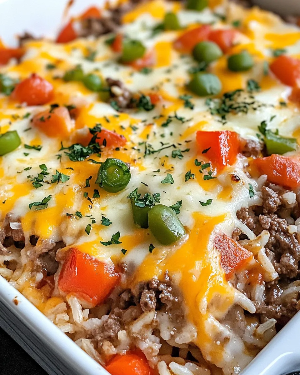Easy Cheesy Beef and Rice Casserole recipe photo
