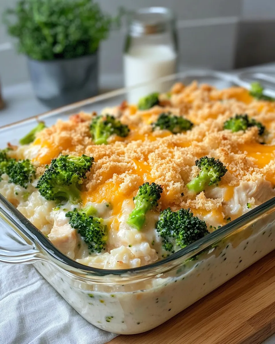 Easy Cheesy Chicken Broccoli Rice Casserole food shot