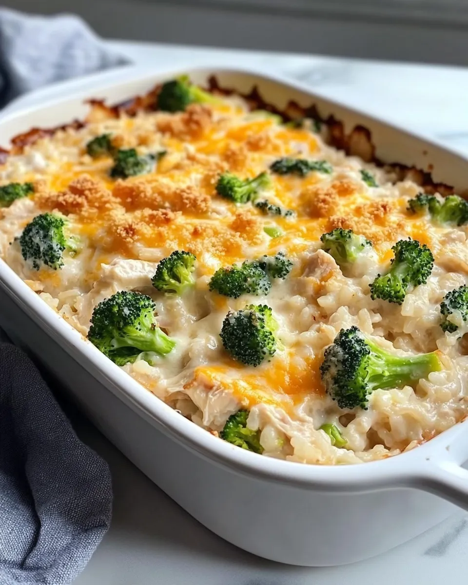 Delicious Cheesy Chicken Broccoli Rice Casserole plate image
