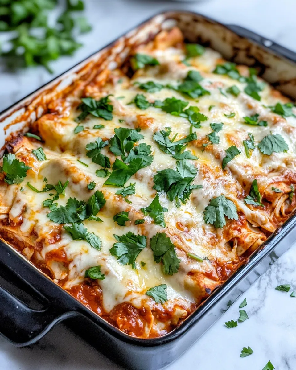 Delicious Cheesy Chicken Enchilada Casserole dish photo
