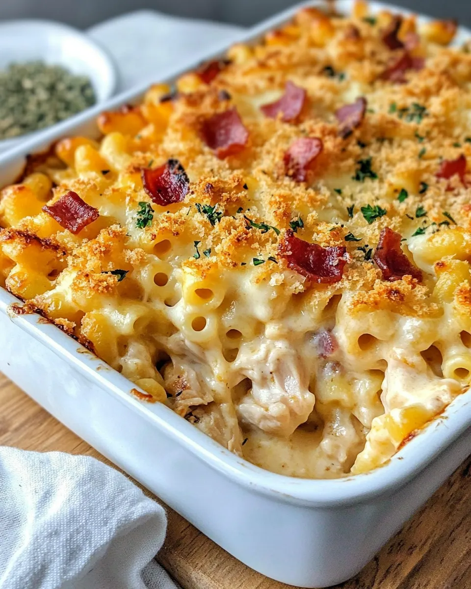 Delicious Cheesy Chicken Macaroni Casserole dish photo