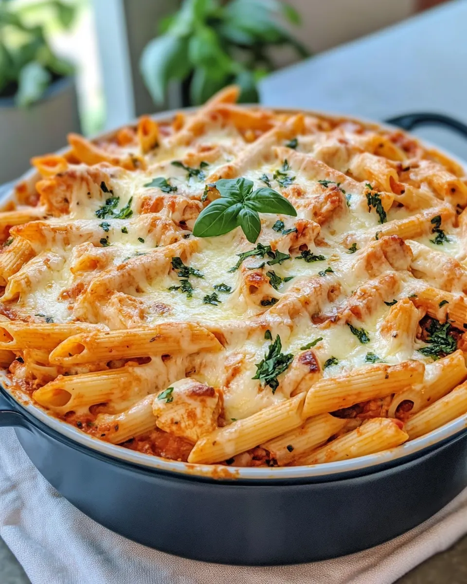 Easy Cheesy Chicken Pasta Bake food shot