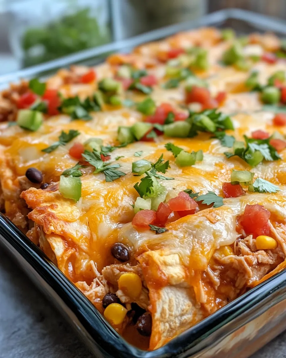 Classic Cheesy Chicken Tortilla Casserole recipe image