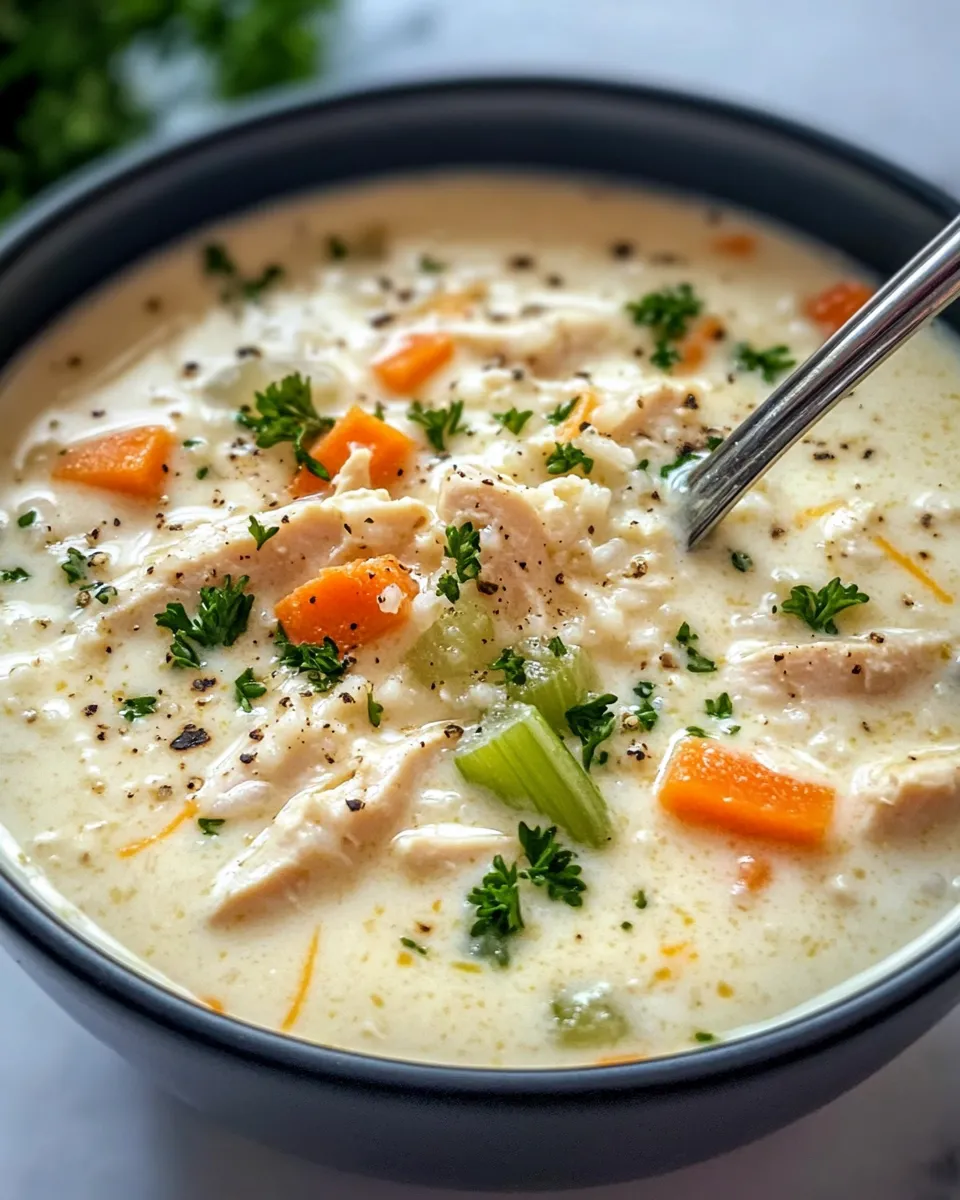 Easy Cheesy Chicken and Rice Soup recipe image