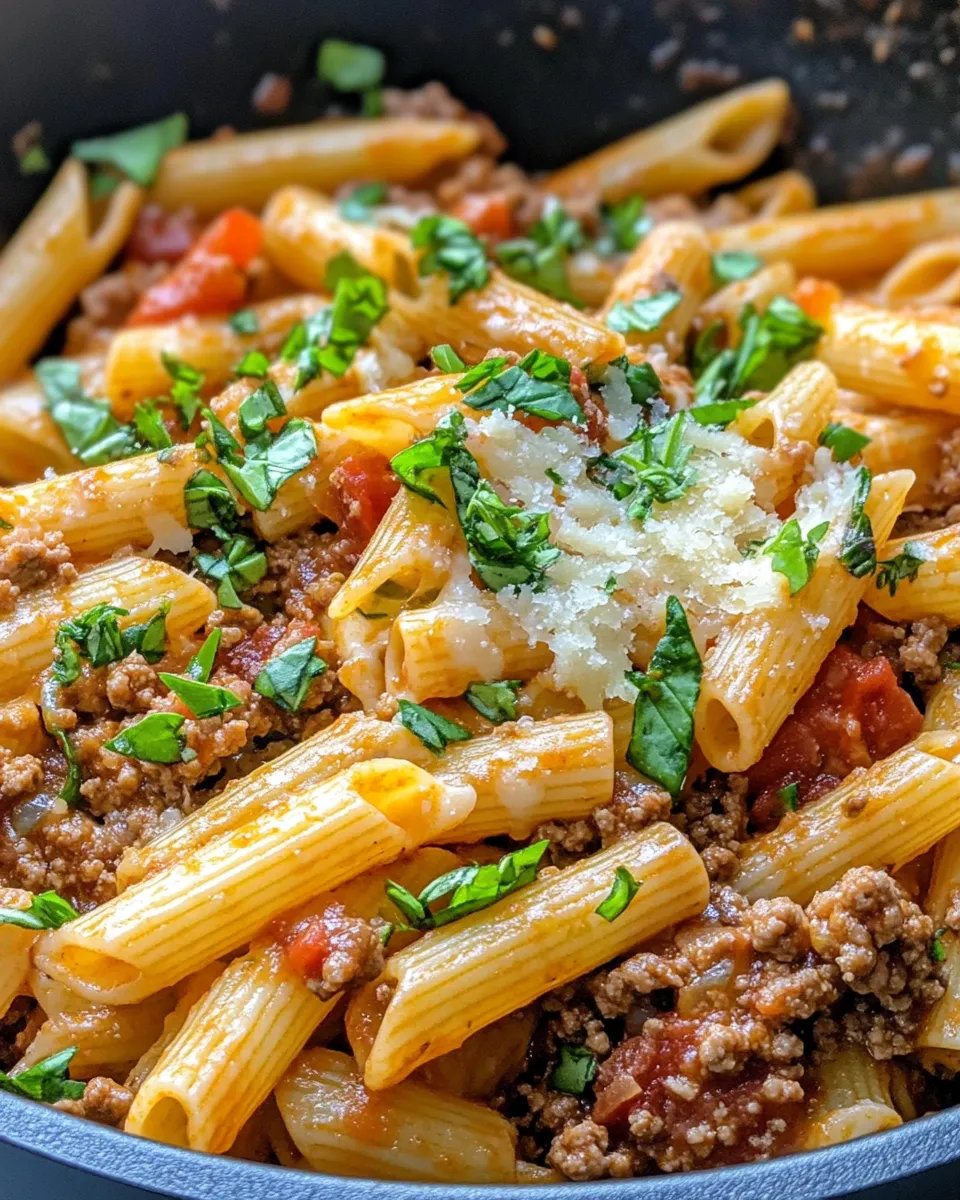 Classic Cheesy Ground Beef Pasta Skillet dish photo
