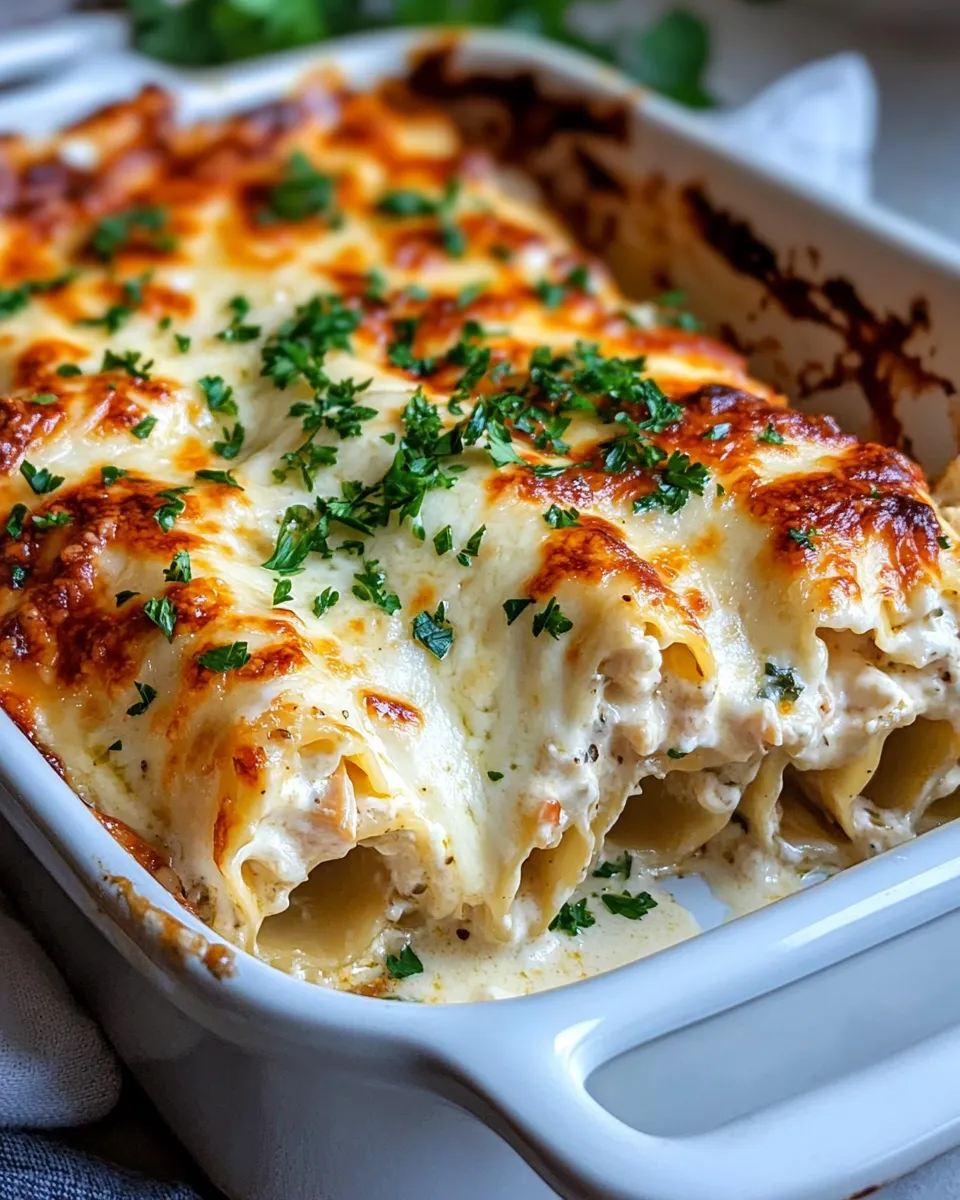 Easy Chicken Alfredo Lasagna Roll Ups food shot