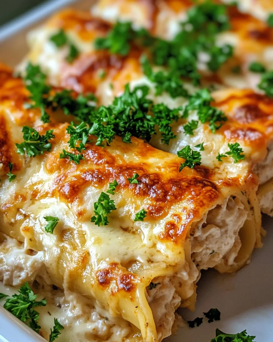 Delicious Chicken Alfredo Lasagna Roll Ups plate image