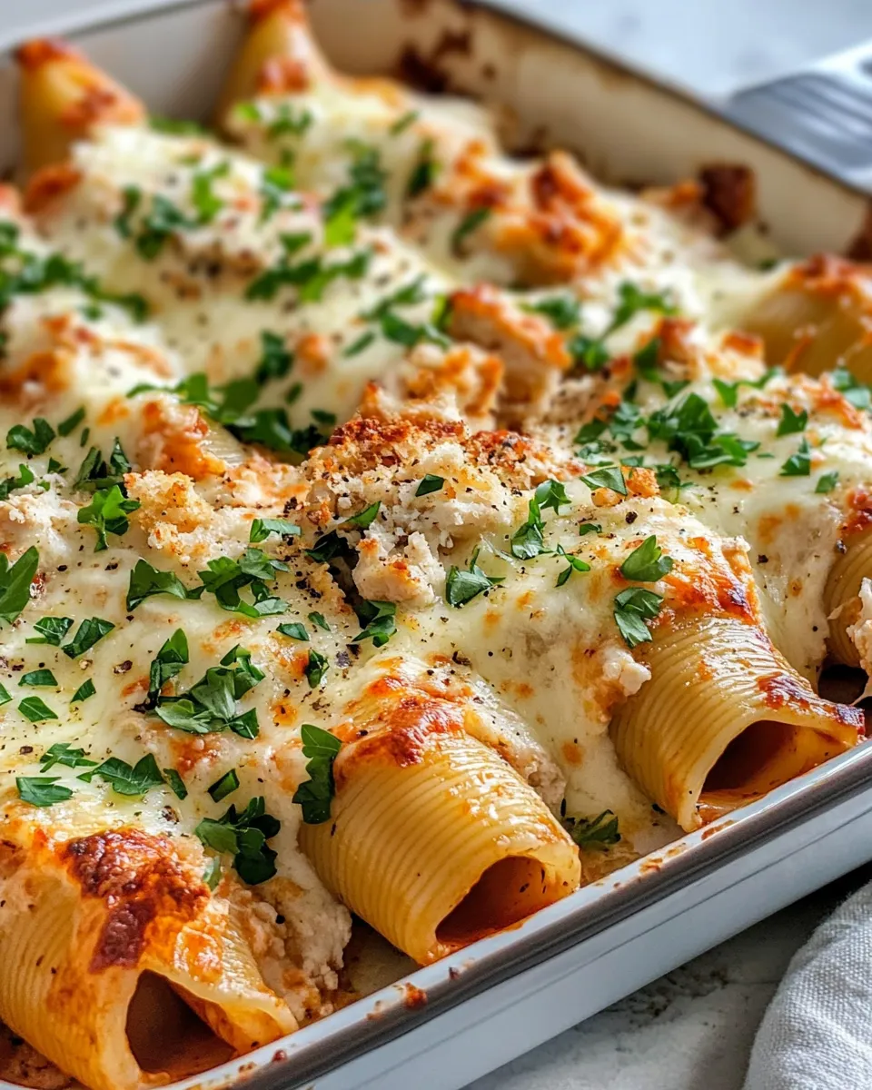 Classic Chicken Alfredo Stuffed Shells dish photo