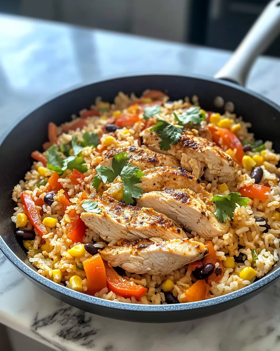 Easy Chicken Fajita Rice Skillet food shot