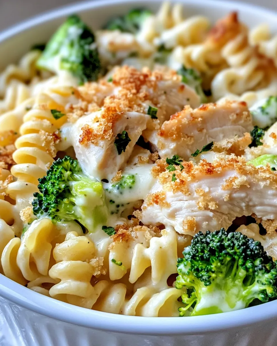 Easy Chicken and Broccoli Alfredo Bake food shot