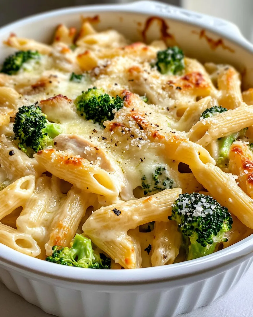 Delicious Chicken and Broccoli Pasta Bake food shot