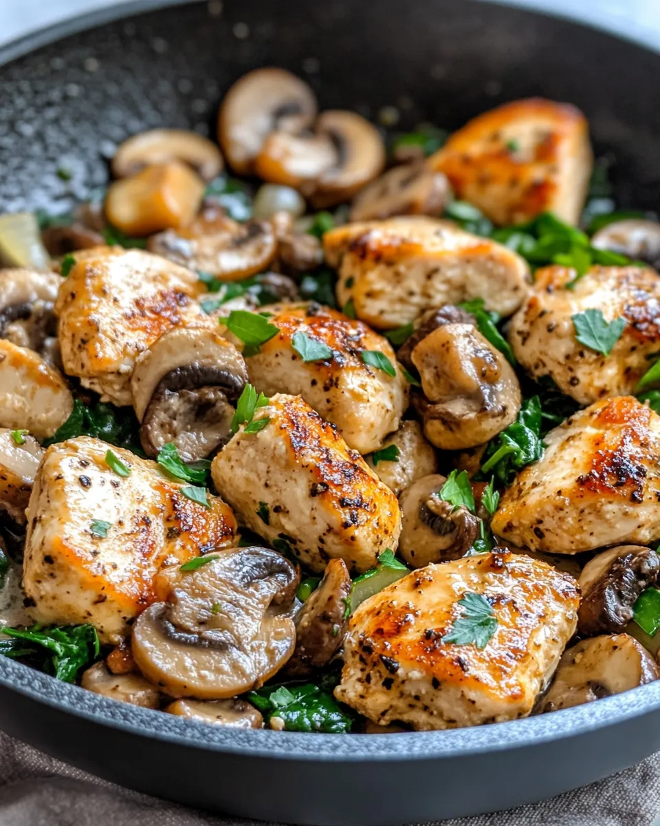 Delicious Chicken and Mushroom Skillet plate image