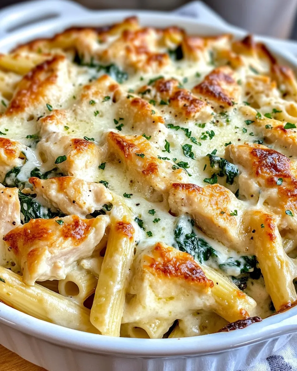 Homemade Chicken and Spinach Alfredo Bake photo