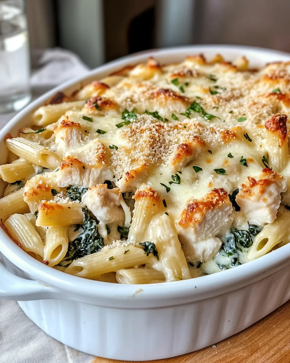 Classic Chicken and Spinach Alfredo Bake image