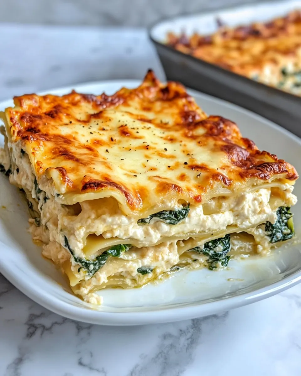 Delicious Chicken and Spinach Alfredo Lasagna dish photo