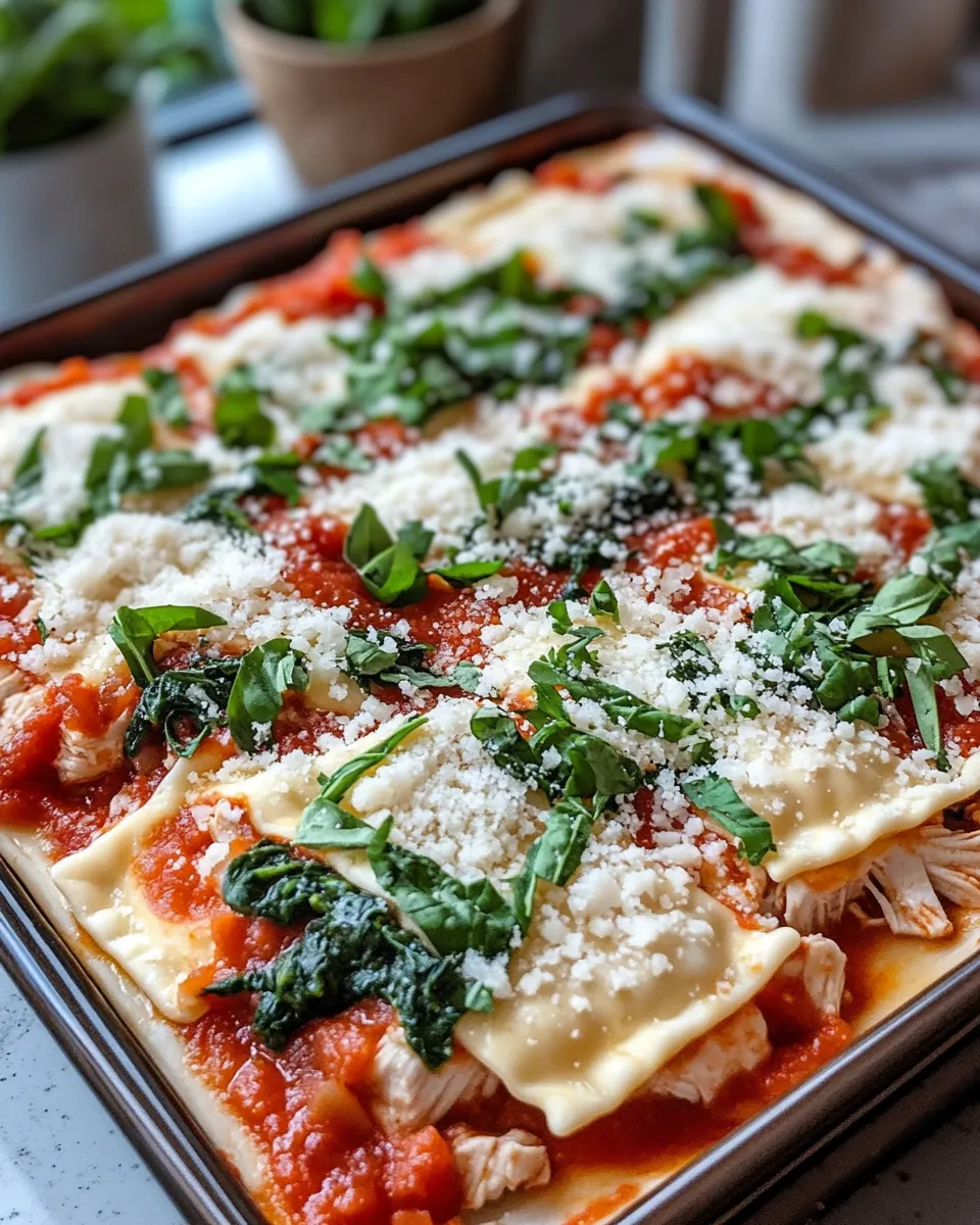 Classic Chicken and Spinach Ravioli Bake image