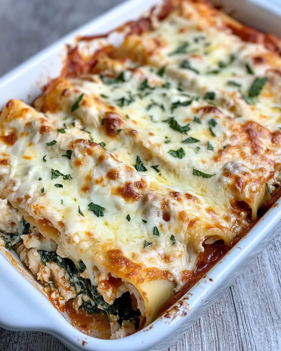 Delicious Chicken and Spinach Stuffed Manicotti plate image
