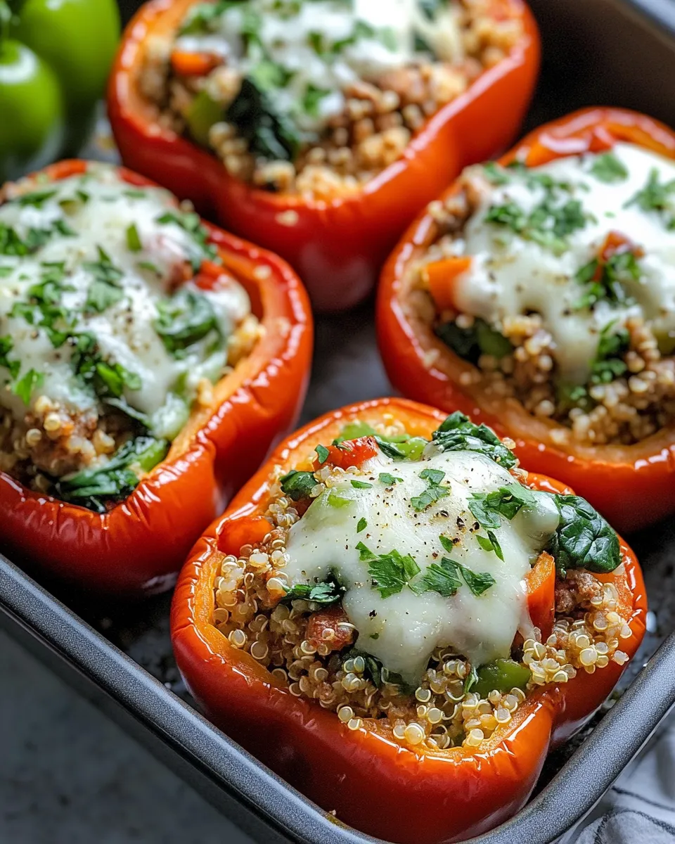 Easy Chicken and Spinach Stuffed Peppers food shot