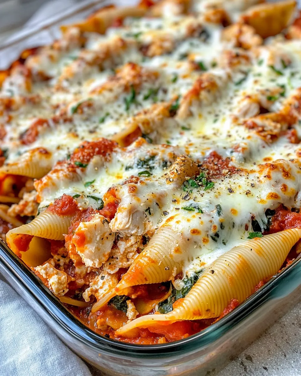 Delicious Chicken and Spinach Stuffed Shells plate image