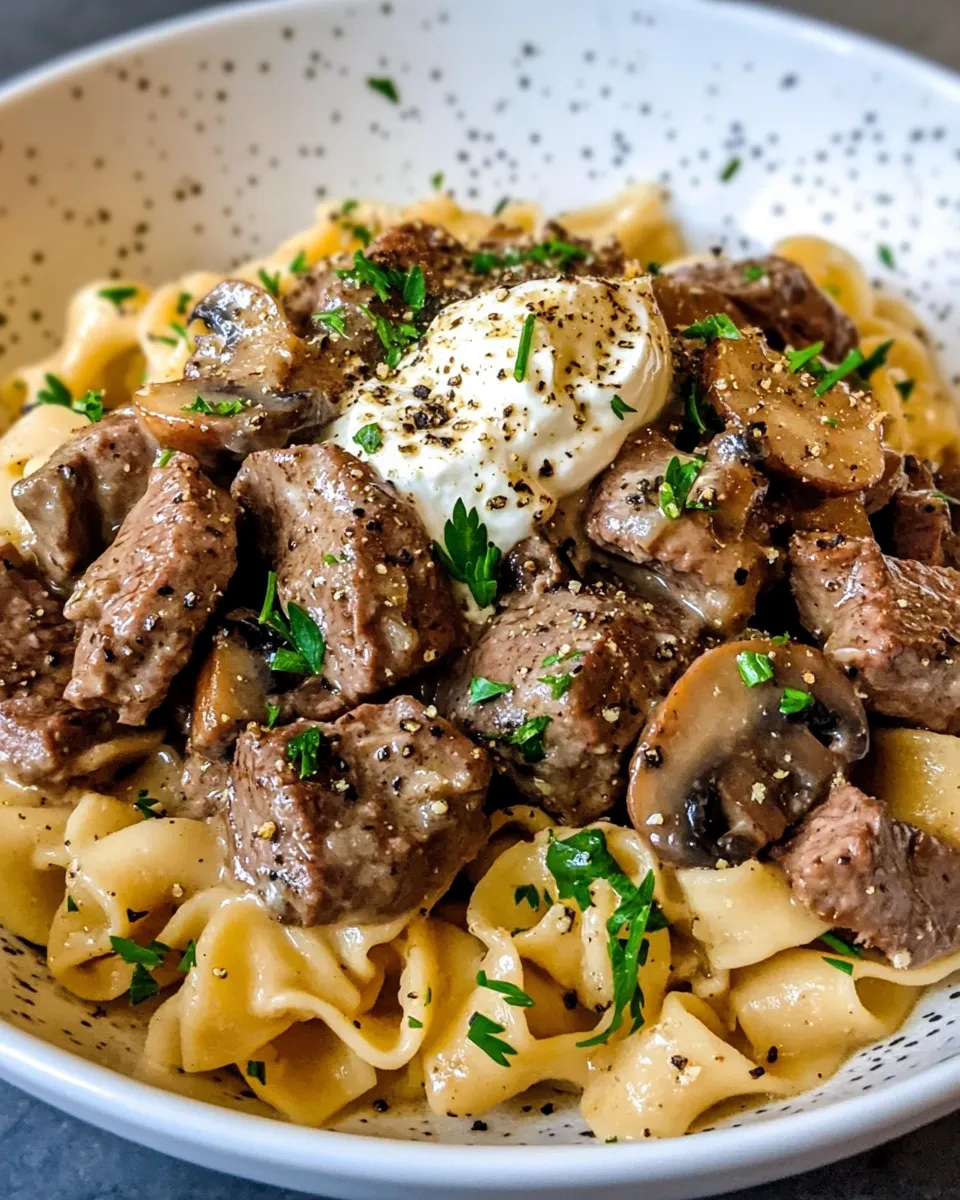 Delicious Classic Beef Stroganoff with Egg Noodles dish photo