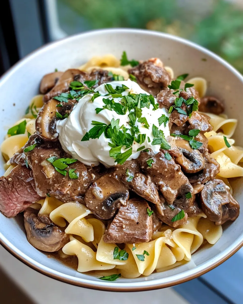 Quick Classic Beef Stroganoff with Egg Noodles plate image