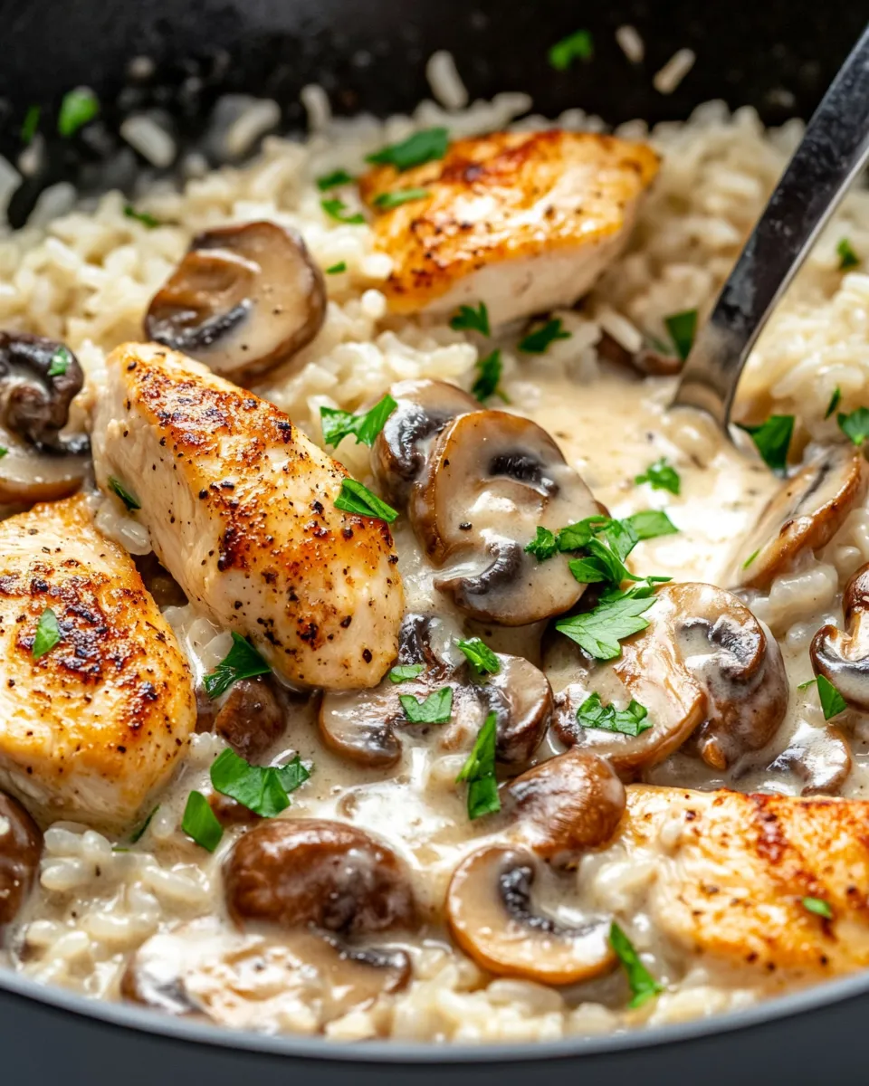 Homemade Creamy Chicken Mushroom Rice Skillet photo