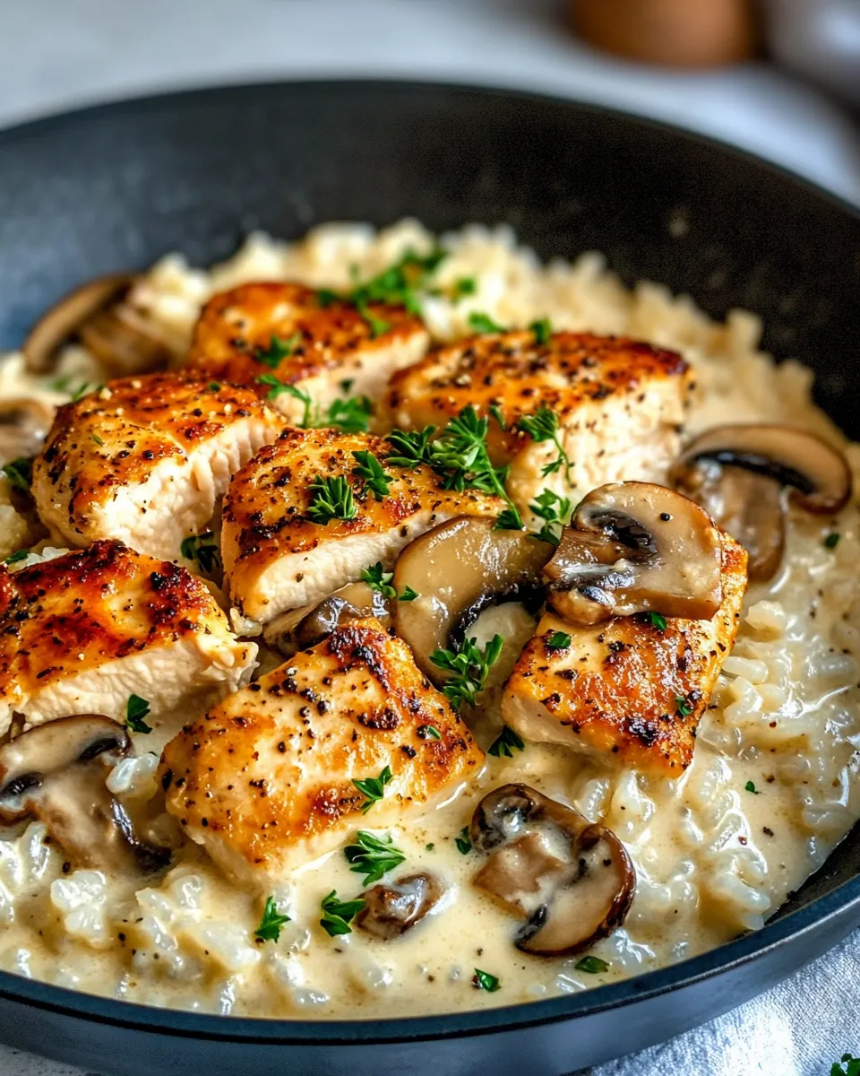 Easy Creamy Chicken Mushroom Rice Skillet recipe photo