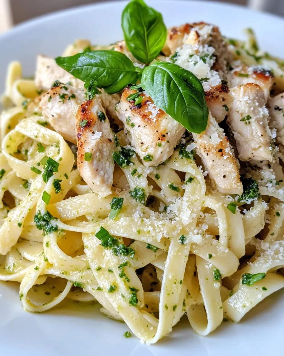 Delicious Creamy Chicken Pesto Pasta dish photo
