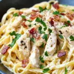 Homemade Creamy Chicken and Bacon Pasta photo