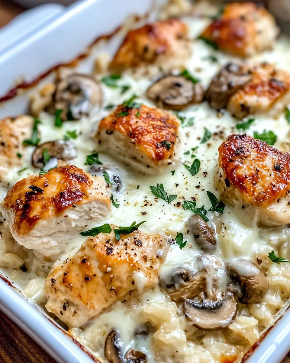 Easy Creamy Chicken and Mushroom Bake food shot