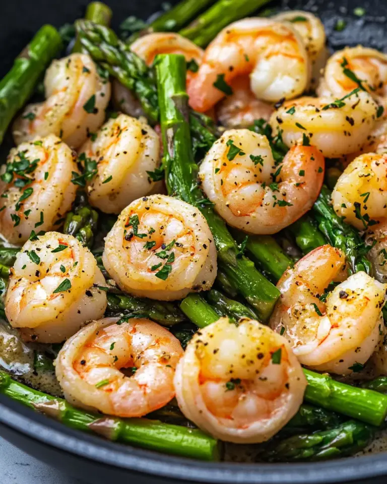Homemade Creamy Garlic Shrimp and Asparagus photo