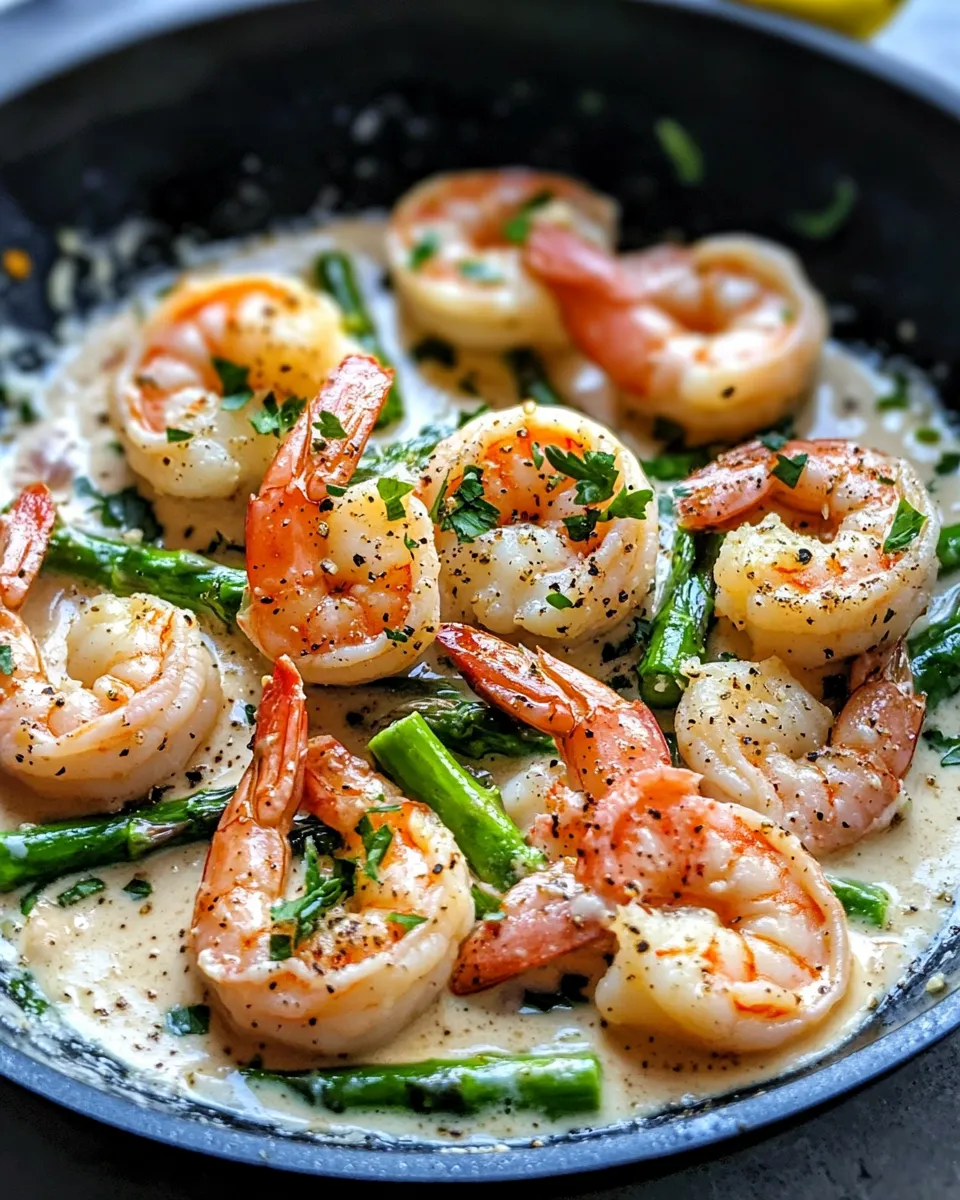 Classic Creamy Garlic Shrimp and Asparagus recipe image
