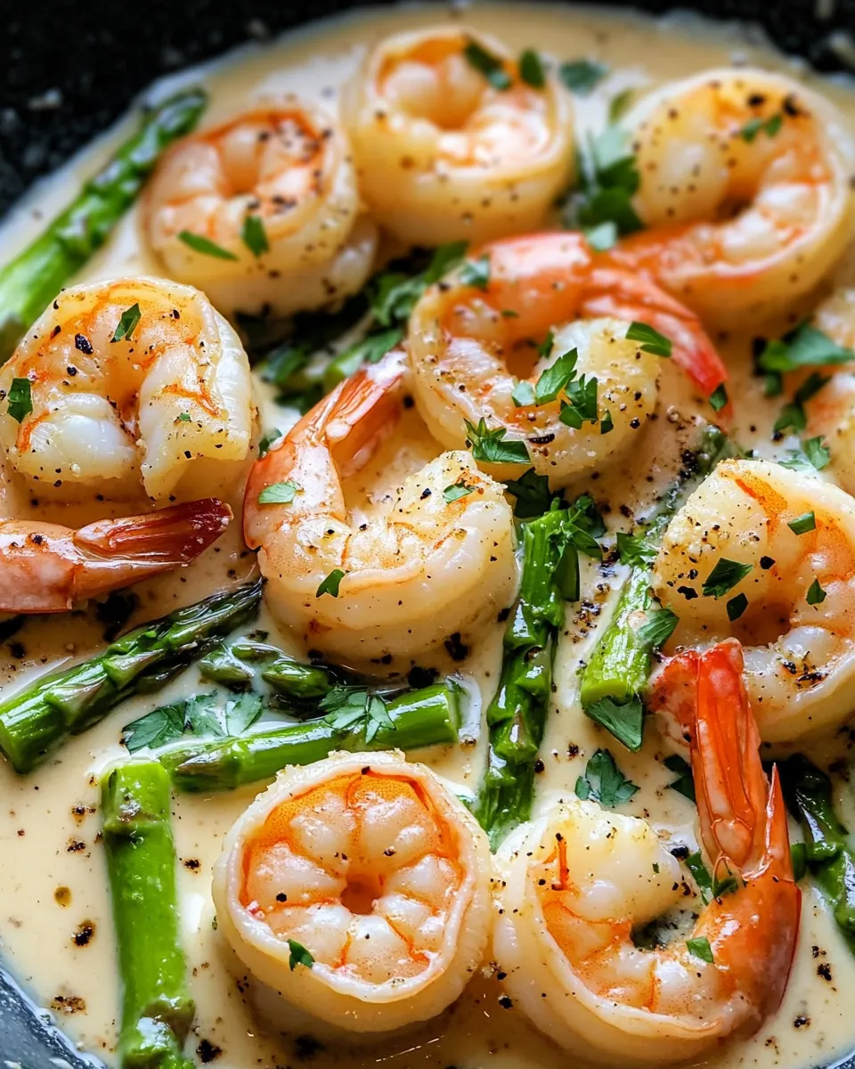 Easy Creamy Garlic Shrimp and Asparagus dish photo