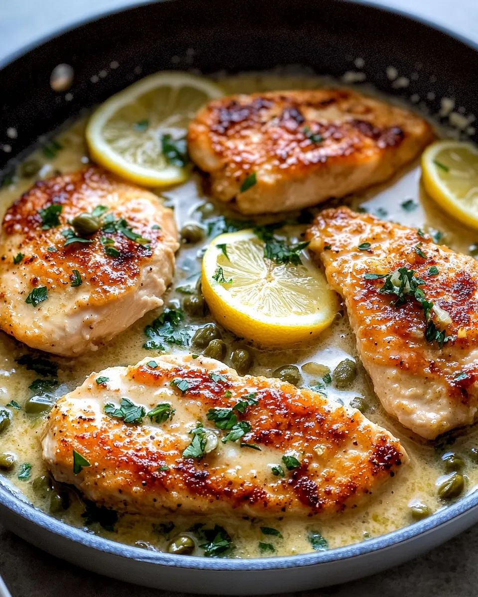 Easy Creamy Lemon Chicken Piccata food shot