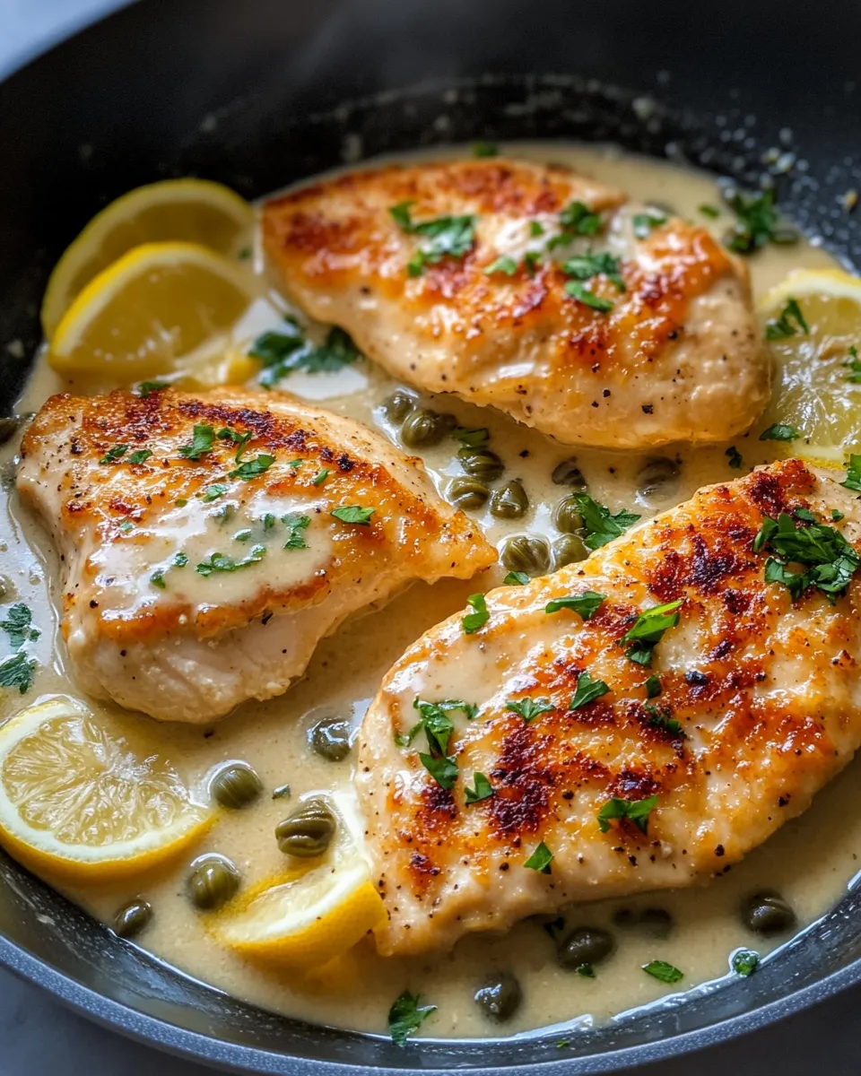 Delicious Creamy Lemon Chicken Piccata plate image