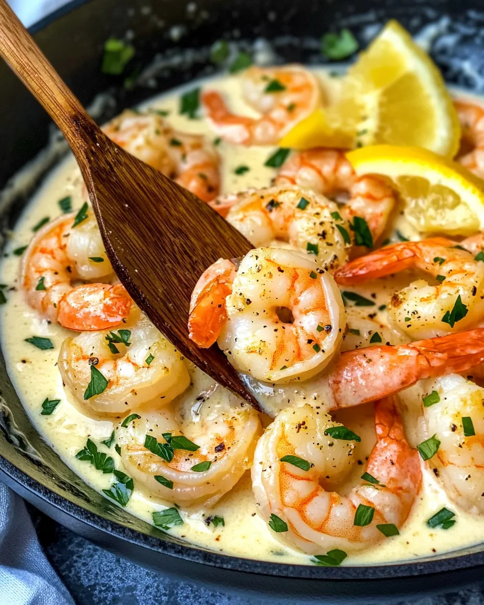 Easy Creamy Lemon Garlic Shrimp food shot