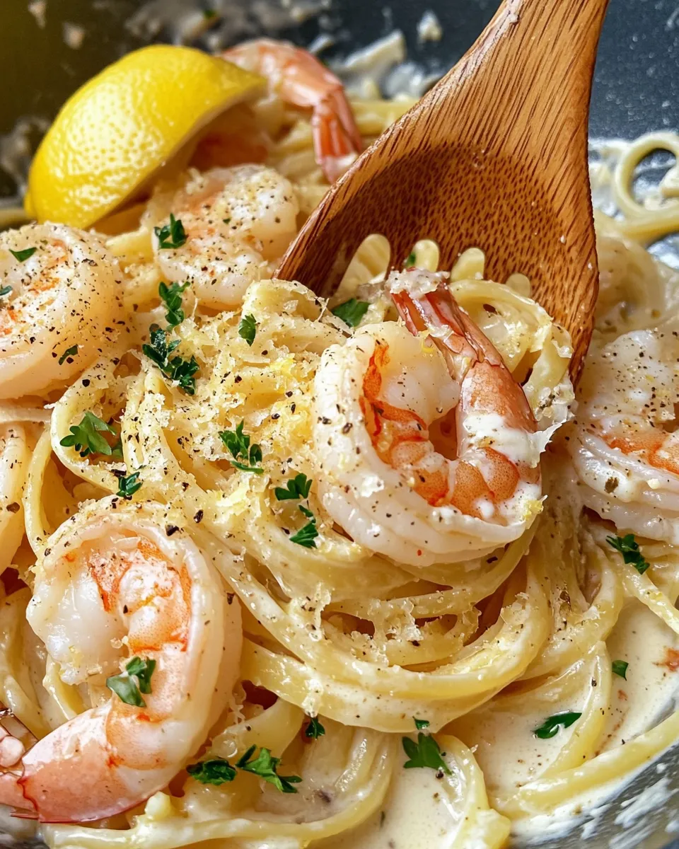 Easy Creamy Lemon Shrimp Pasta dish photo