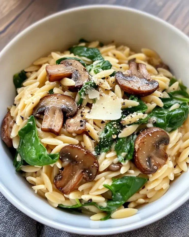 Homemade Creamy Mushroom and Spinach Orzo recipe photo