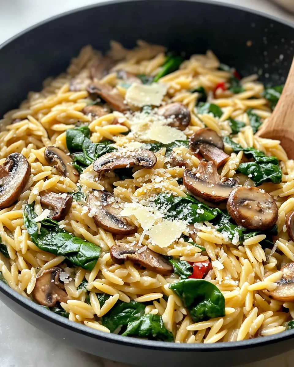 Classic Creamy Mushroom and Spinach Orzo dish photo