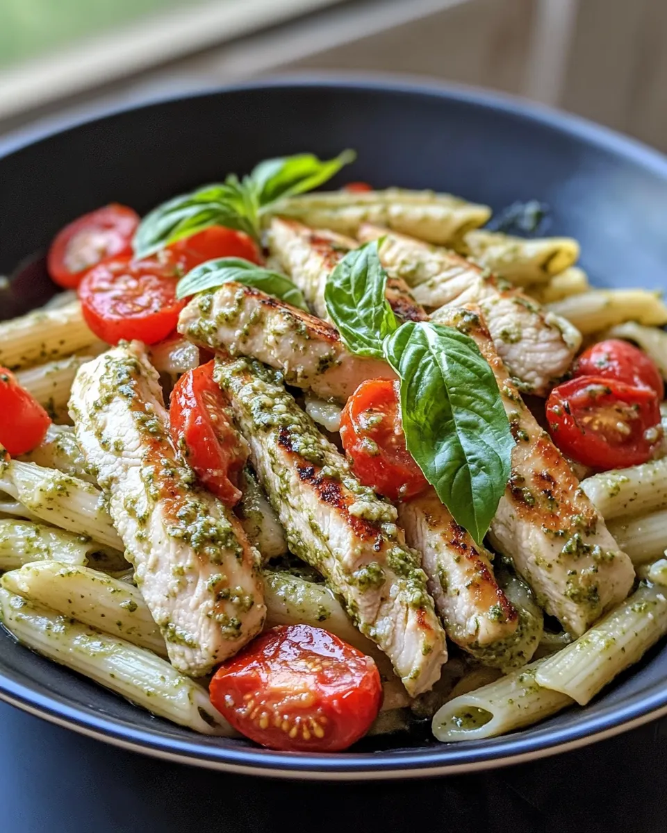 Delicious Creamy Pesto Chicken Pasta image