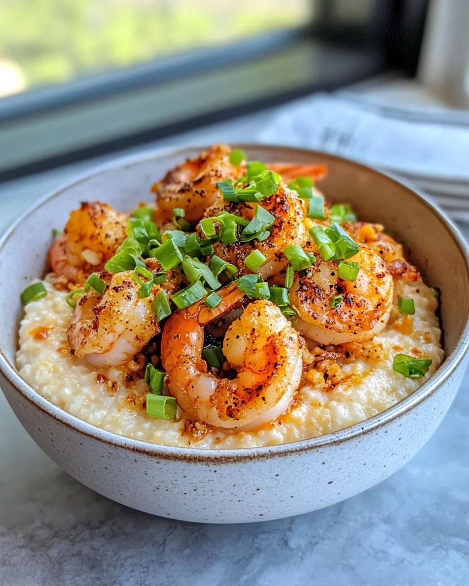 Delicious Creamy Shrimp and Grits food shot